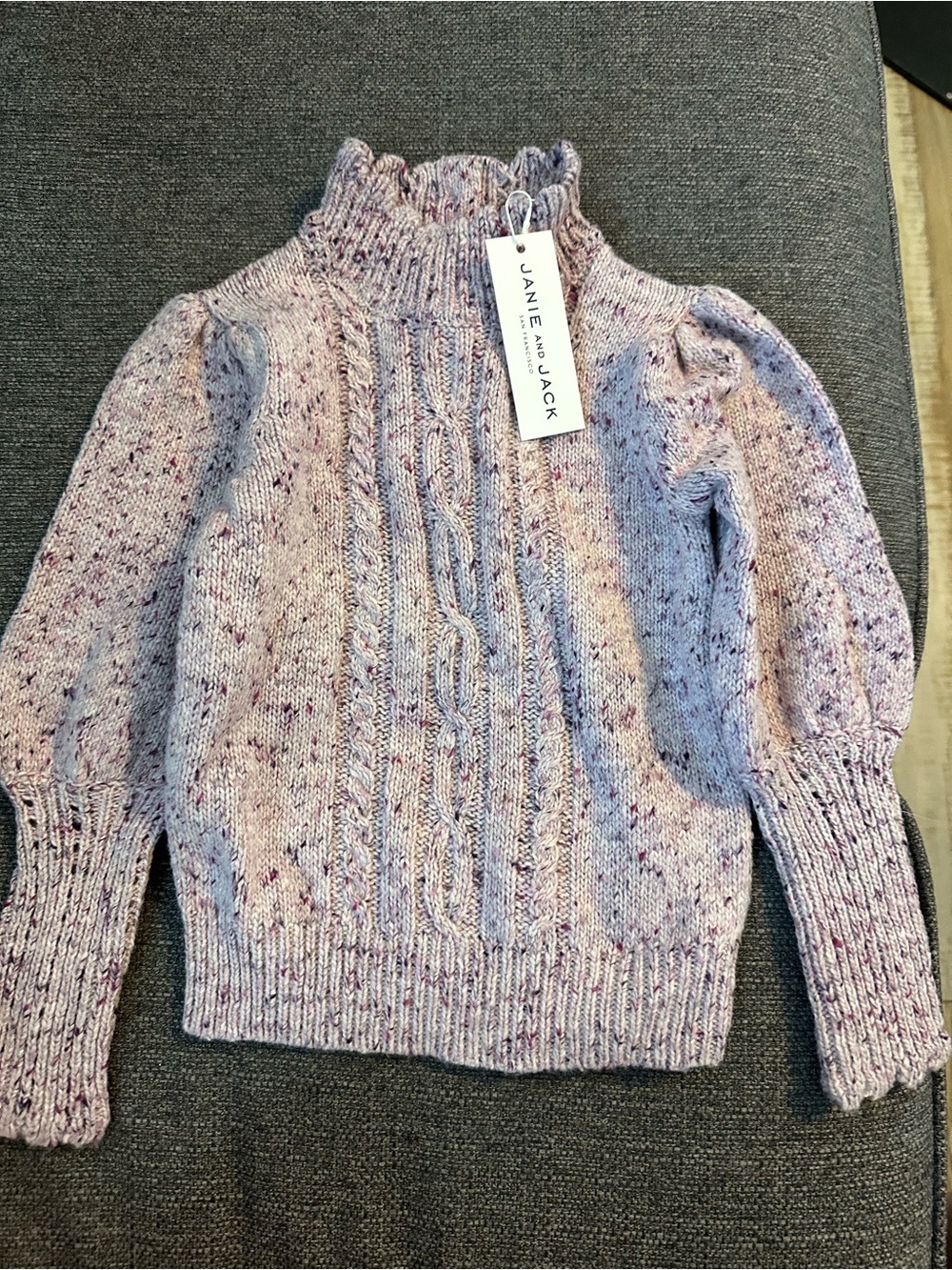 Janie and JackLavender Speckled Cable-Knit Sweater